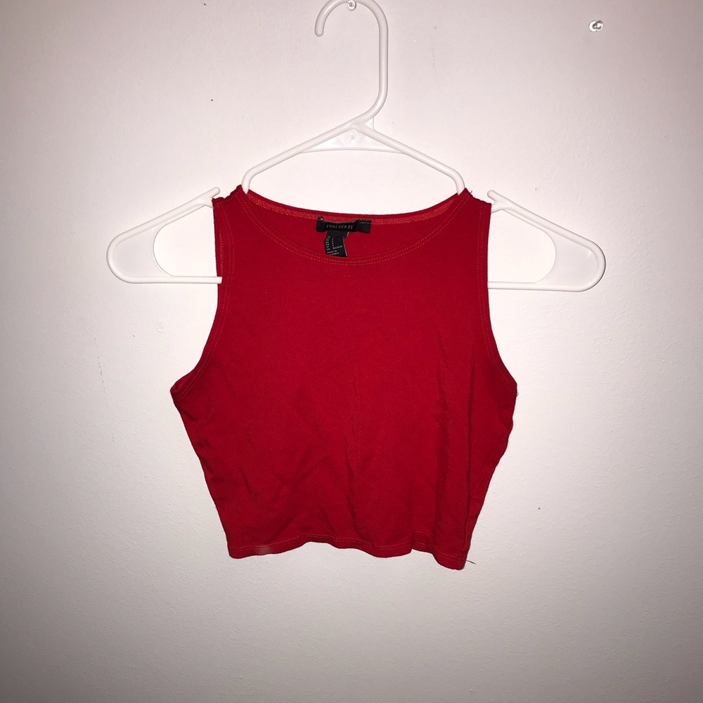 F21 Stretchy Red Crop Top